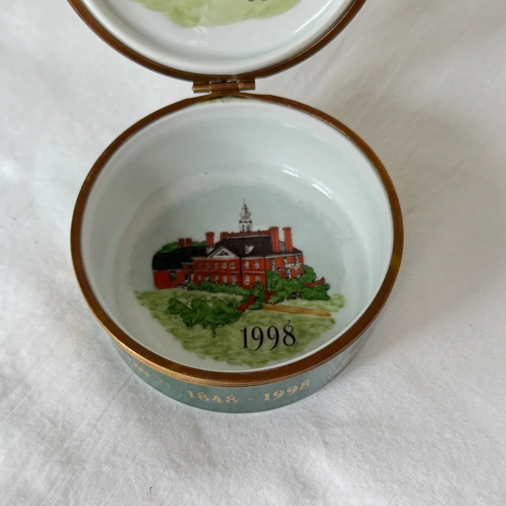 Limoges Trinket Box Unisex OS Green Excellent 150th Anniversary Westfield Ohio